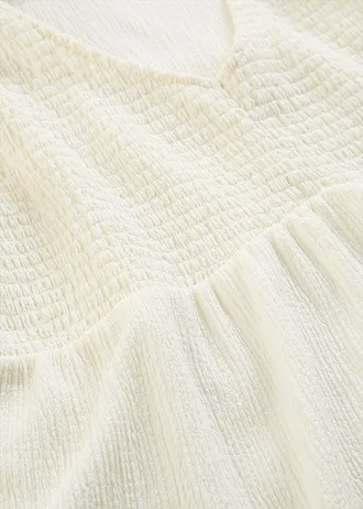 Bluză tricot din crep structurat • ecru • magazin bonprix