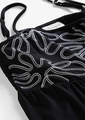 Top met spaghettibandjes en borduursel • zwart/wit • bonprix online shop