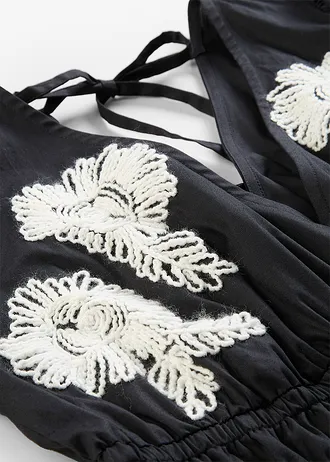 Robe midi brodée • noir-blanc floral • Boutique bonprix