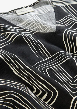 Robe caftan en viscose majoritaire • noir-blanc nacré graphique • Boutique bonprix