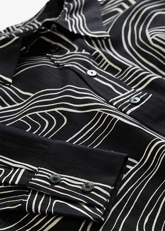 Bluză din material cu viscoză • alb perlat-negru cu imprimeu grafic • magazin bonprix