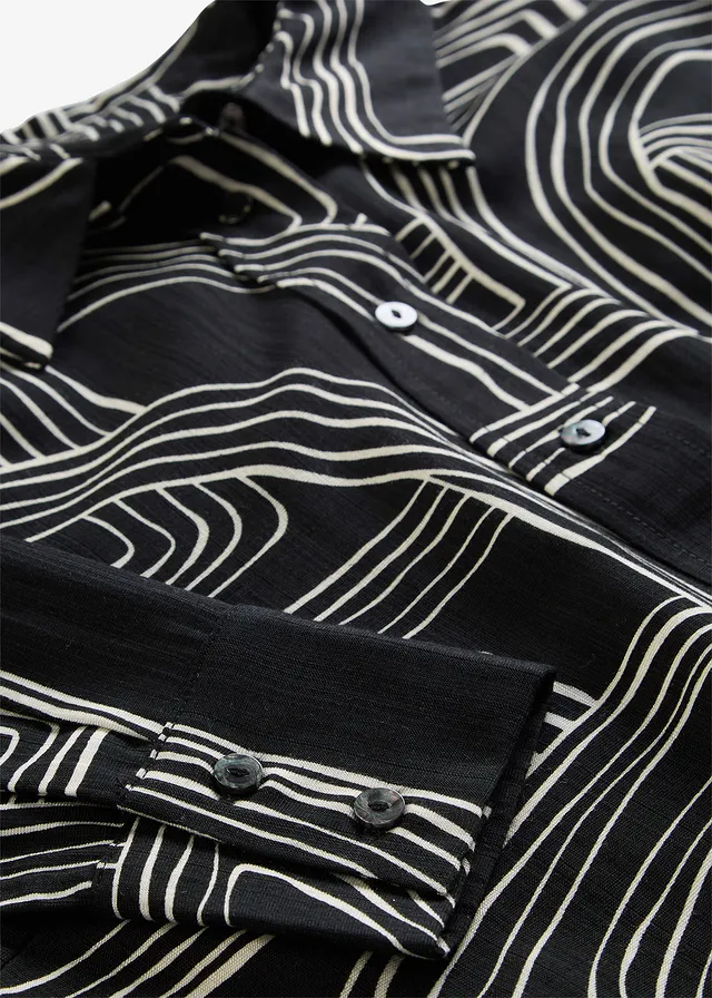 Chemisier en viscose majoritaire • blanc nacré-noir graphique • product-page.page-title-suffix