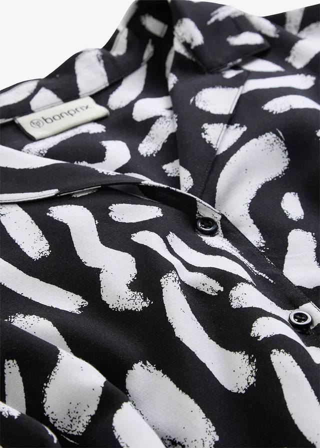 Chemisier en viscose fluide • noir/blanc graphique • product-page.page-title-suffix