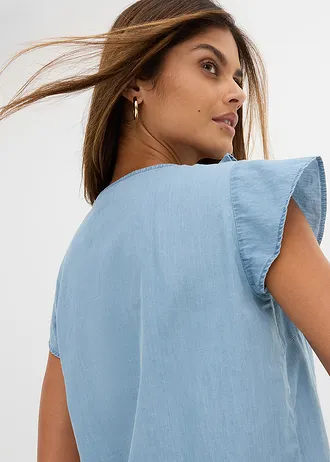 Jeansowy top bez rękawów z bawełny organicznej • lodowy niebieski denim • sklep bonprix