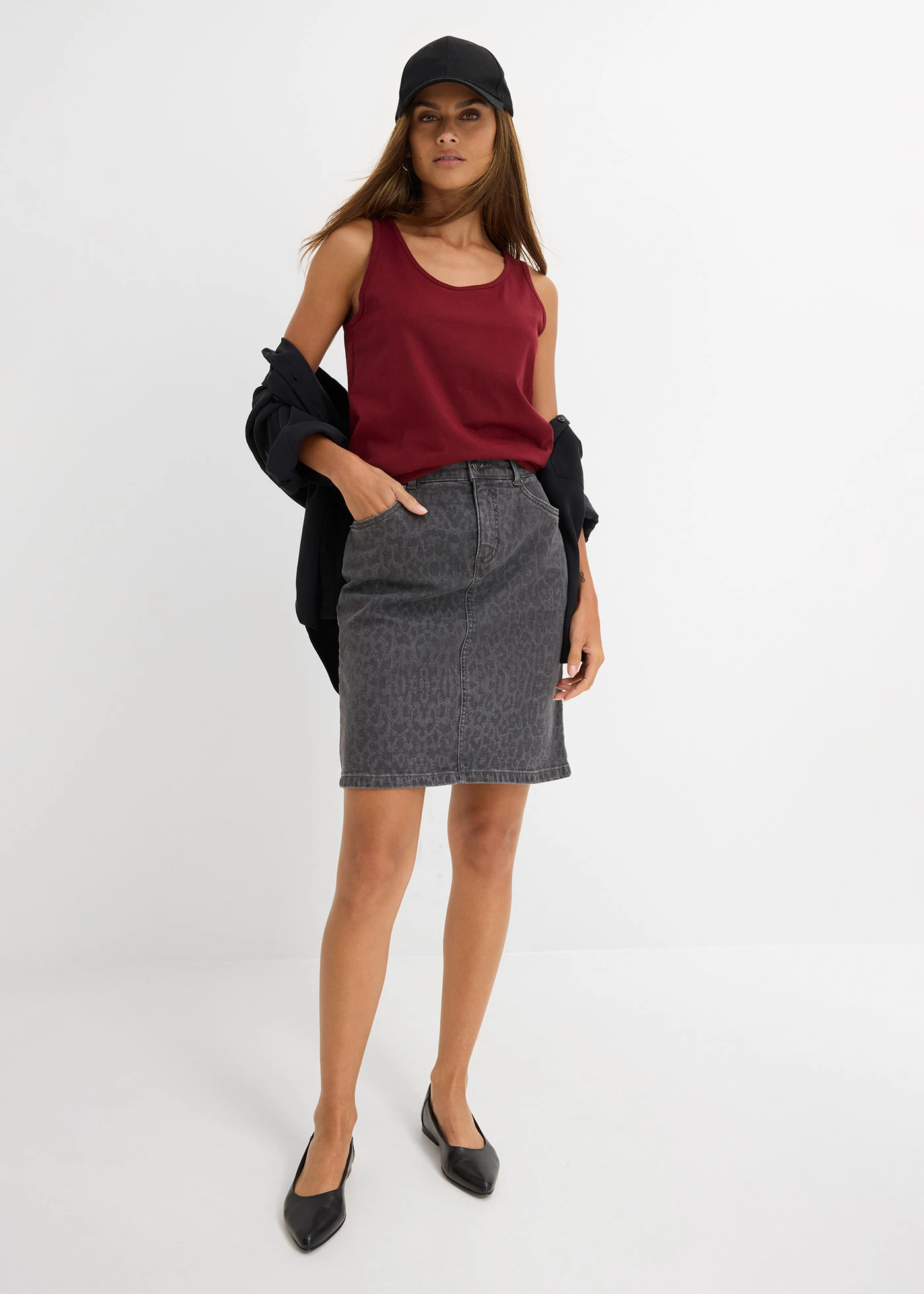 Jupe en jean • gris denim léopard • Boutique bonprix