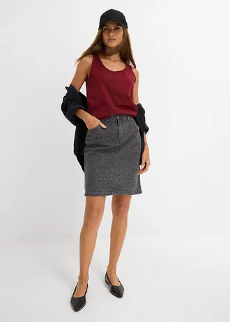 Jupe en jean, Couleur: gris denim léopard