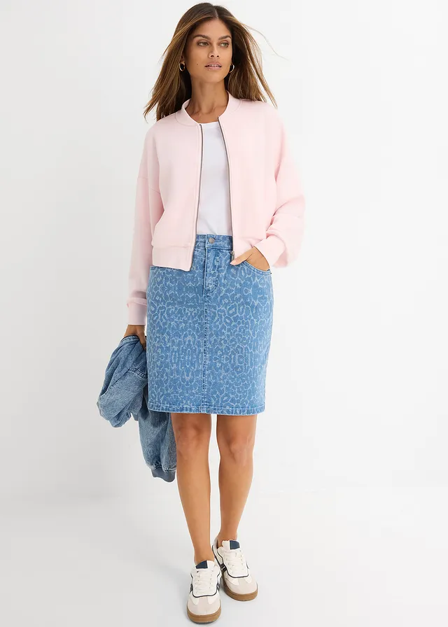 Spijkerrok, Kleur: lichtblauw denim luipaardprint