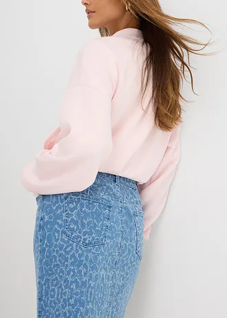 Spódnica jeansowa • jasnoniebieski denim w panterkę • sklep bonprix