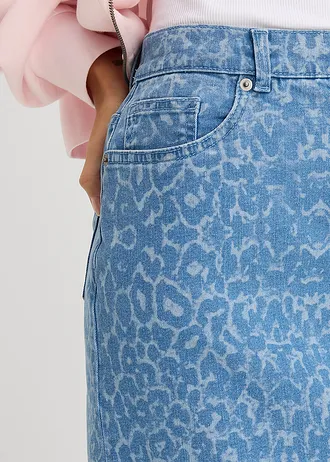 Spódnica jeansowa • jasnoniebieski denim w panterkę • sklep bonprix