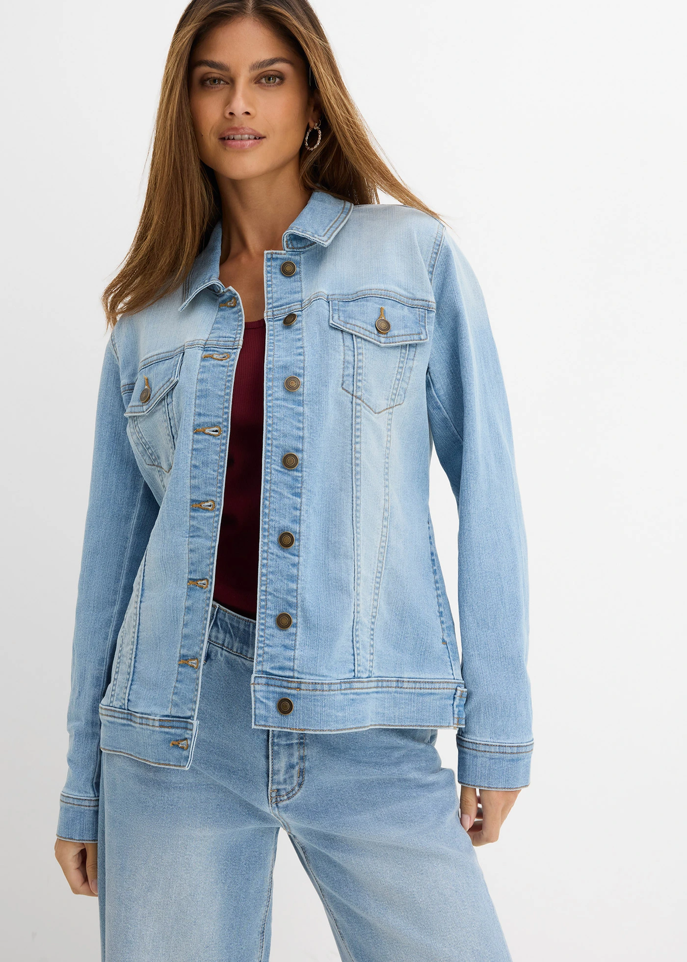 Veste en jean extensible, basique • bleu glacier denim • Boutique bonprix