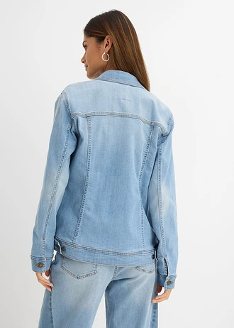 Alap sztreccs farmerdzseki, szín: jégkék denim
