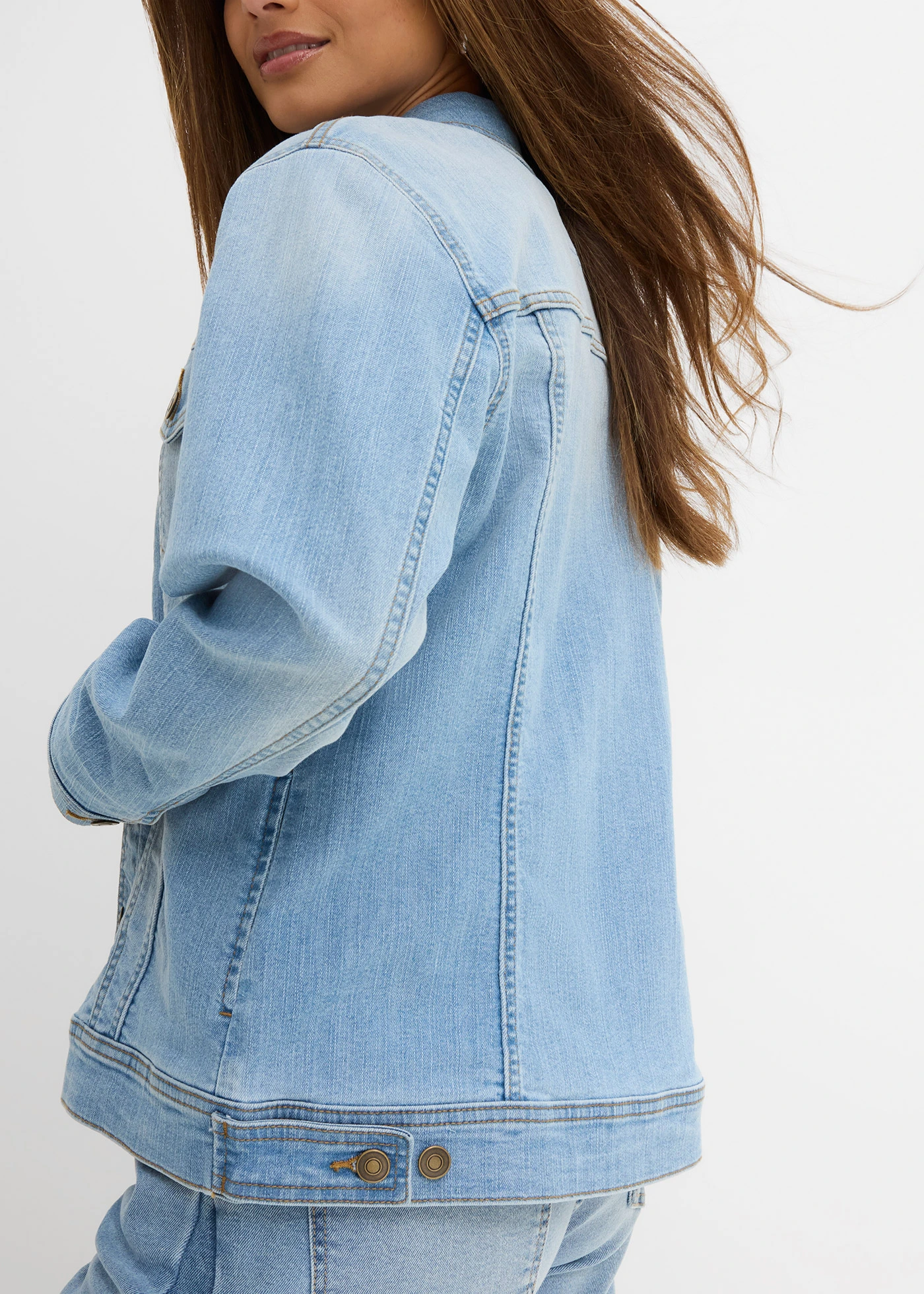 Džínsová bunda, strečová, basic • ľadovo modrá denim • obchod bonprix