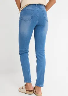 Blugi skinny cu talie înaltă, cropped • bleu denim uzat • magazin bonprix