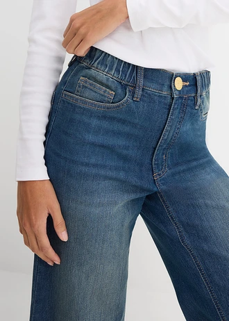 Blugi Wide Leg, High Waist, cropped • albastru stone uzat • magazin bonprix