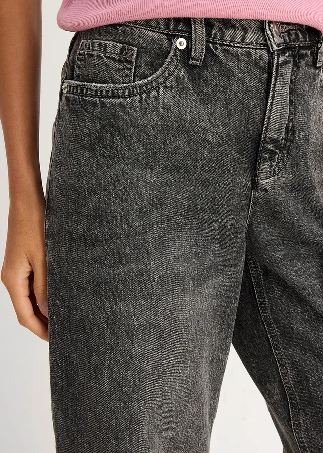 Loose straight jeans mid waist, cropped • lichtgrijs denim used • product-page.page-title-suffix