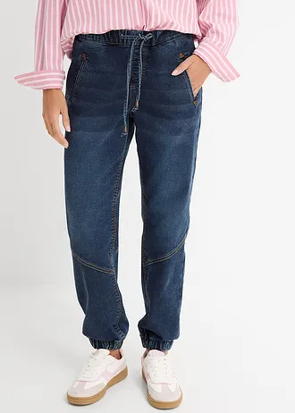 Strečové joggingové džíny, Mid Waist, barva: tmavě modrý denim used