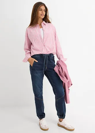 Strečové joggingové džíny, Mid Waist, barva: tmavě modrý denim used