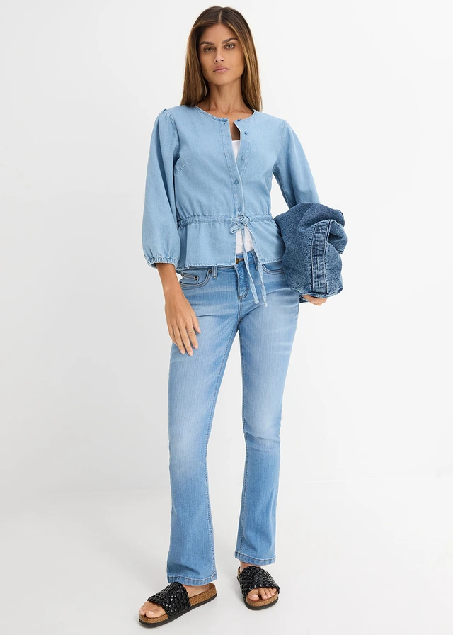 Bootcut stretch jeans, mid waist, Kleur: lichtblauw denim used