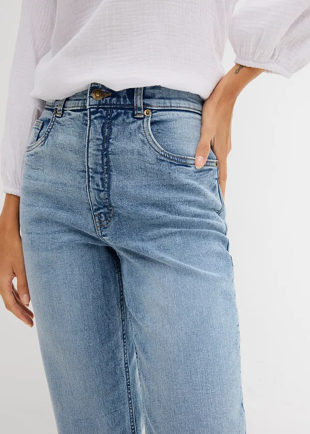 Jean droit loose taille haute, cropped • bleu clair denim used • product-page.page-title-suffix