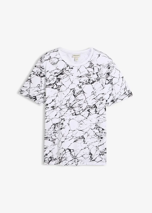 T-shirt 100% coton • blanc/noir • Boutique bonprix