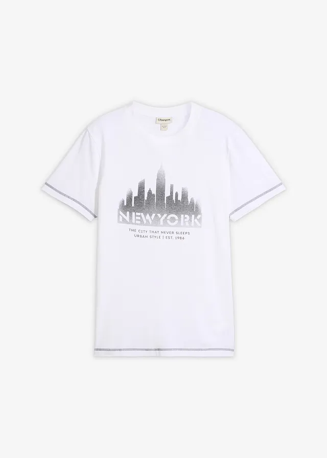 T-shirt van biologisch katoen • wit met NEW YORK print • bonprix online shop