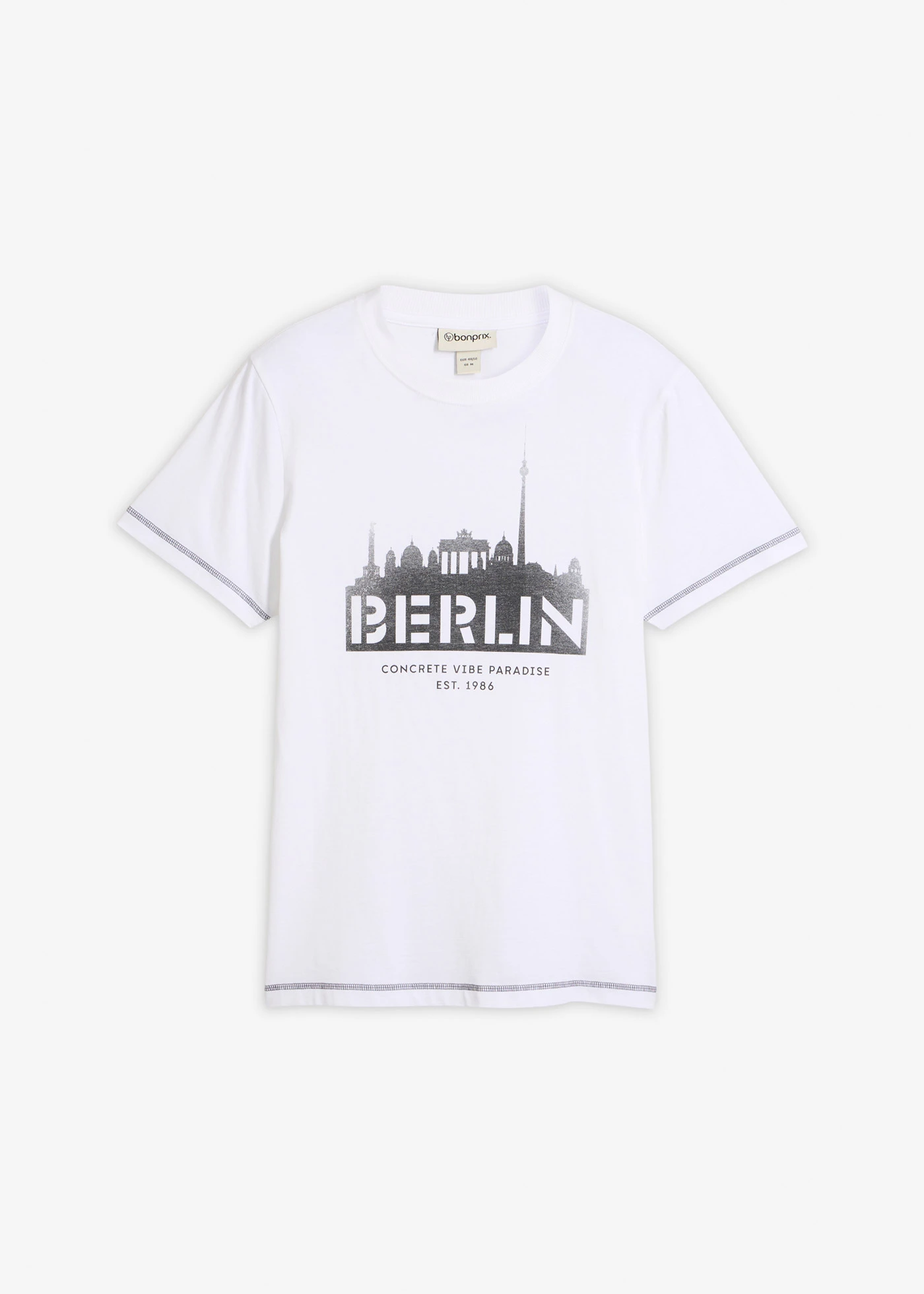 Tricou din bumbac organic 100% • alb cu imprimeu Berlin • magazin bonprix