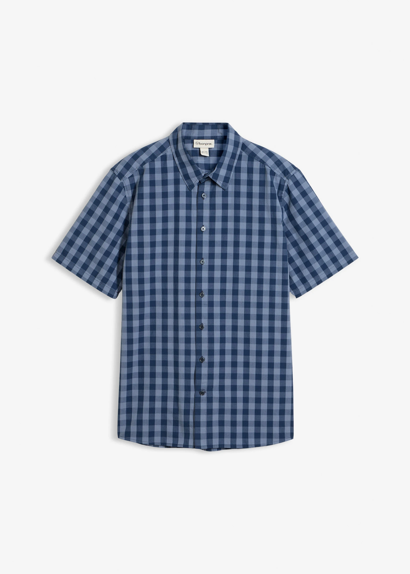 Košeľa s krátkym rukávom z čistej bavlny • dymovo modrá-sýta modrá kárované • obchod bonprix