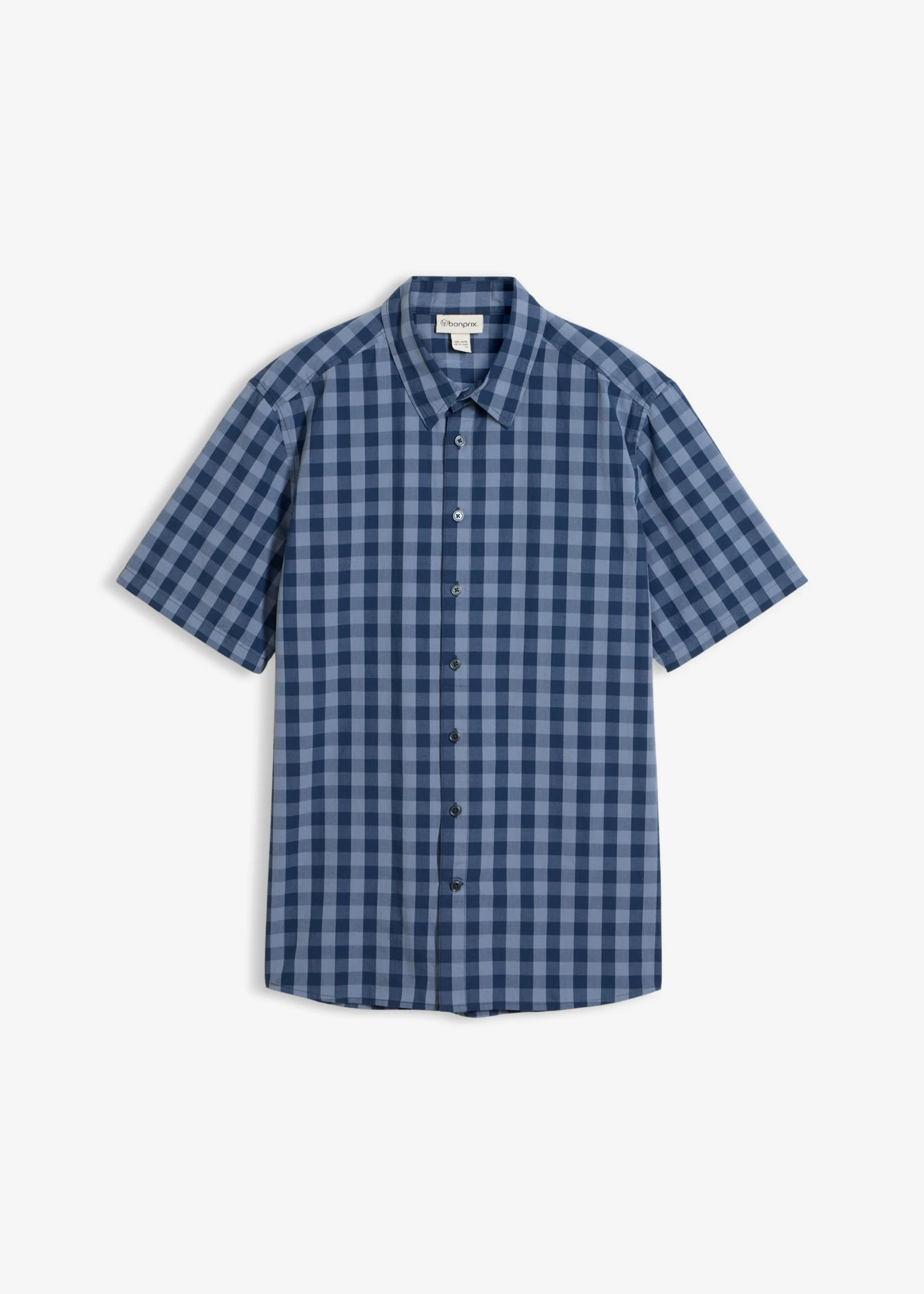 Overhemd met korte mouwen van puur katoen • rookblauw-diepblauw geruit • bonprix online shop
