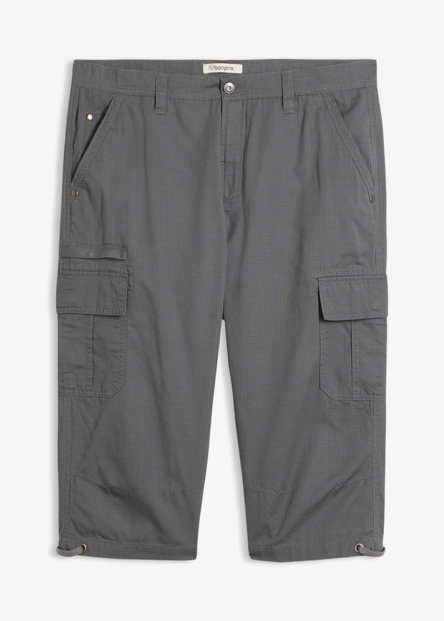 Lange cargo bermuda van katoen, regular fit, Kleur: rookgrijs