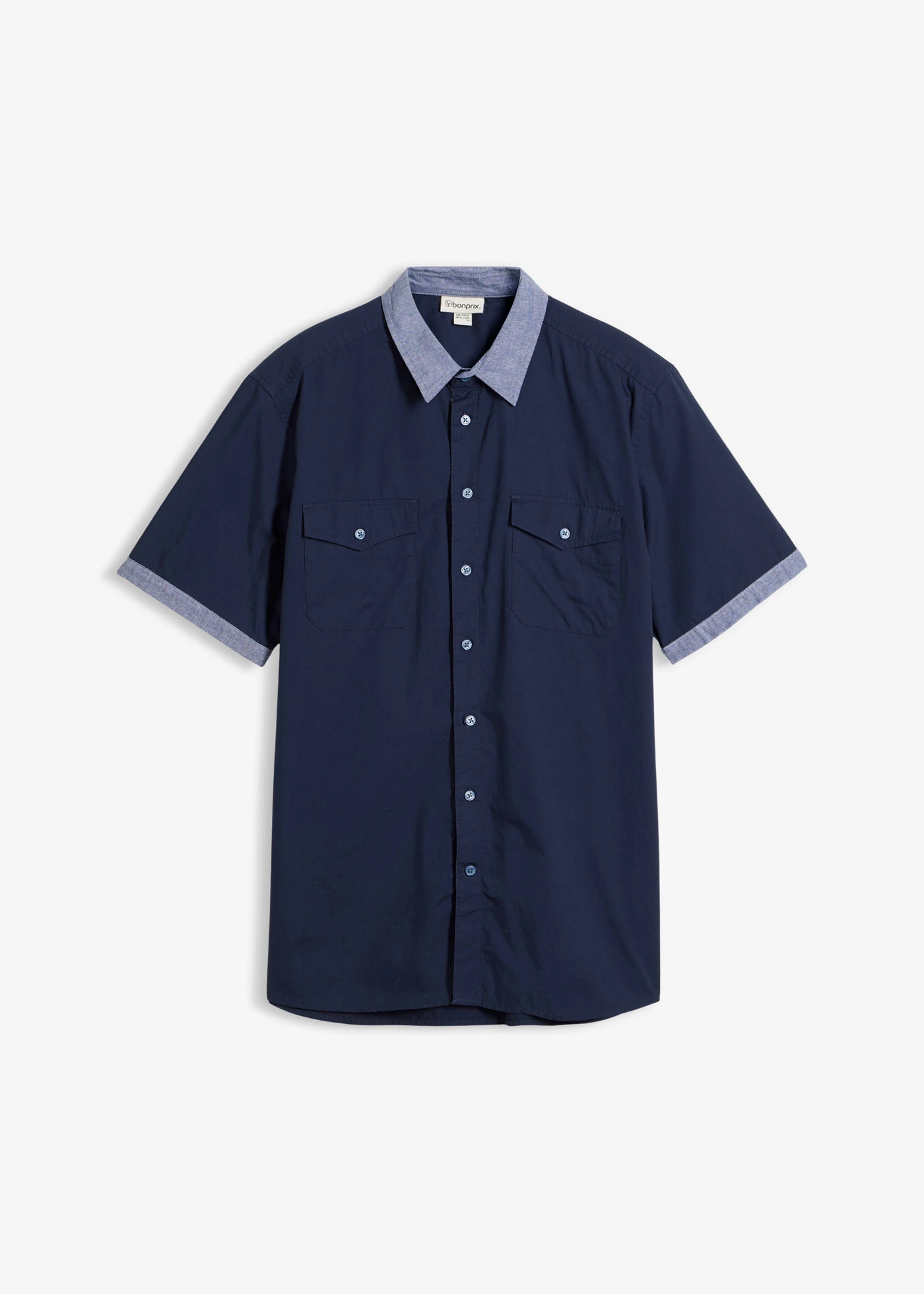 Chemise manches courtes style 2en1 • bleu foncé • Boutique bonprix