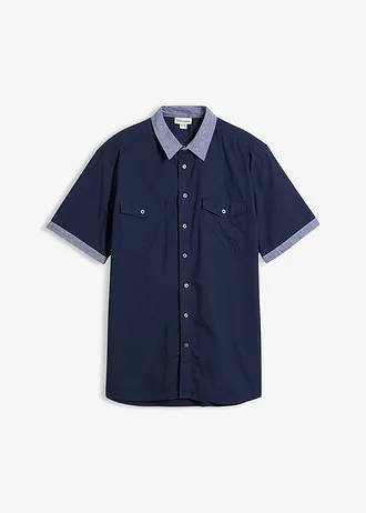 Chemise manches courtes style 2en1, Couleur: bleu foncé