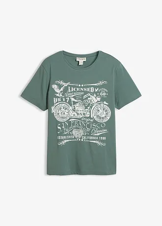 Póló tiszta pamutból • szürkészöld/mintás • bonprix áruház