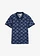 Jersey poloshirt met biologisch katoen, Kleur: donkerblauw met print