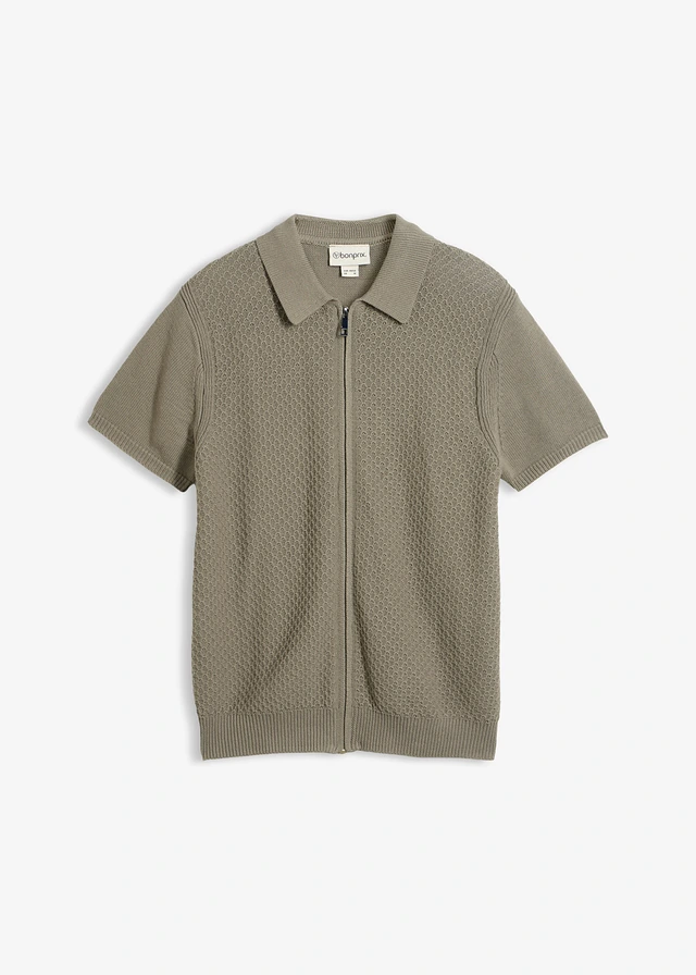 Polo zippé en maille 100% coton