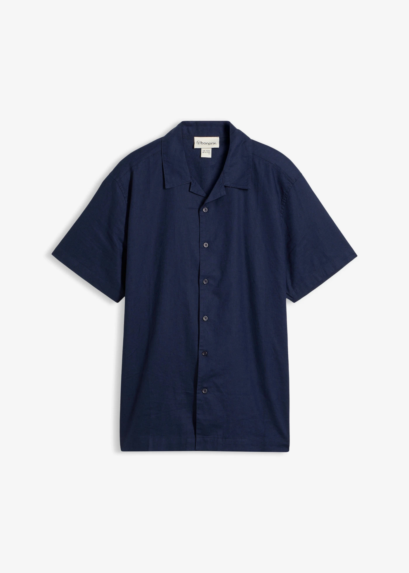 Cămașă cu mâneci scurte din amestec vaporos cu in, Loose Fit • bleumarin • magazin bonprix