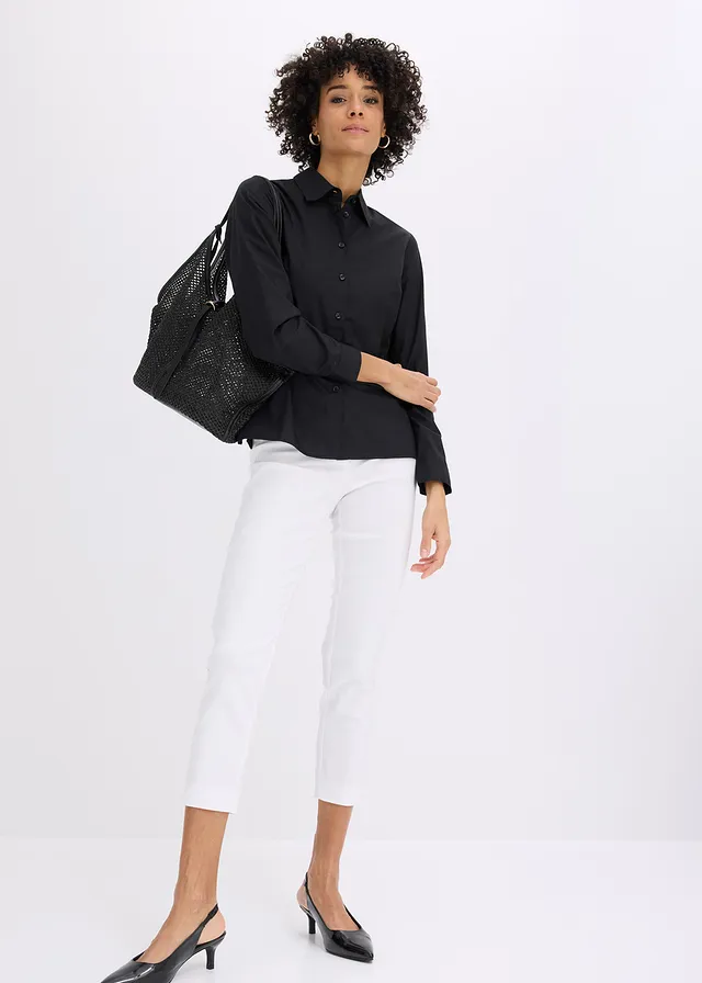 7/8 broek van bengaline, Kleur: wit