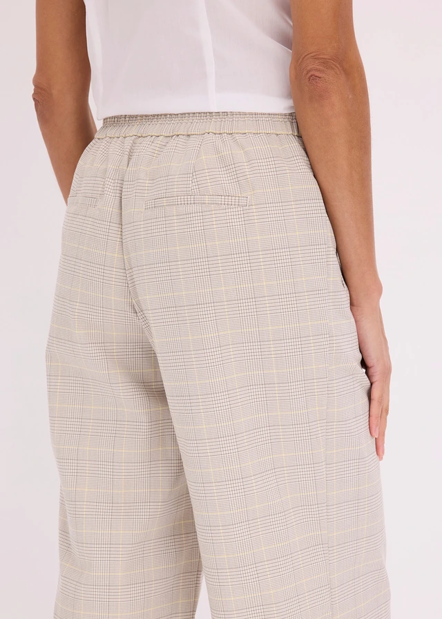 Pantaloni marlene cu viscoză și carouri glencheck • galben deschis/bej nisipiu mat cadrilat • magazin bonprix