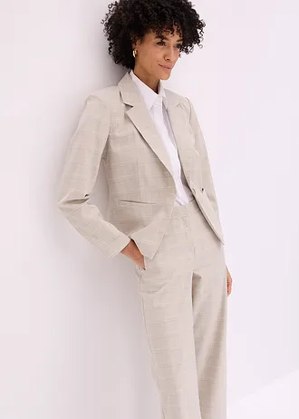 Glencheck Marlene Dietrich broek met viscose • lichtgeel/lichtsand geruit • bonprix online shop