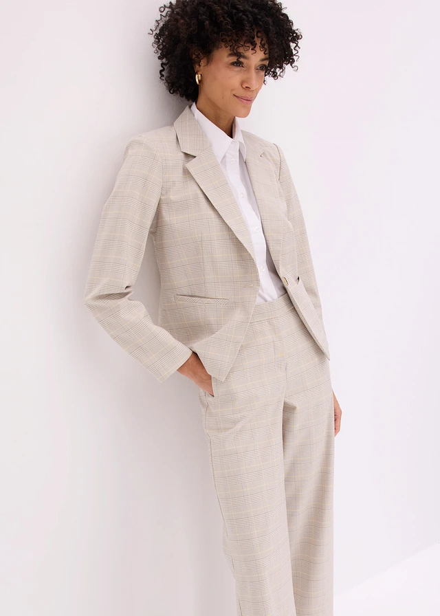 Glencheck Marlene Dietrich broek met viscose • lichtgeel/lichtsand geruit • product-page.page-title-suffix