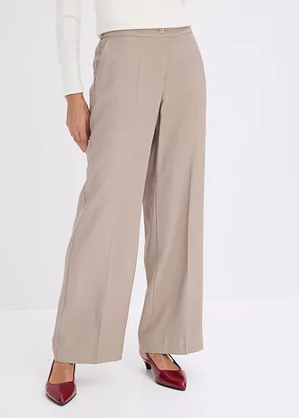 Pantalon large et léger à pinces • taupe • Boutique bonprix