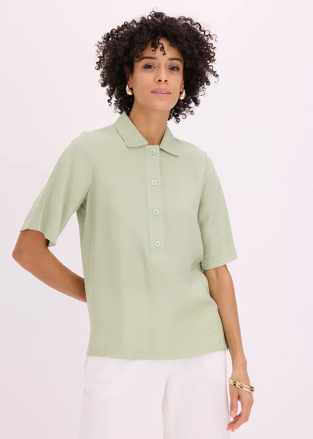 Blouse longue légèrement transparente, Couleur: vert pâle