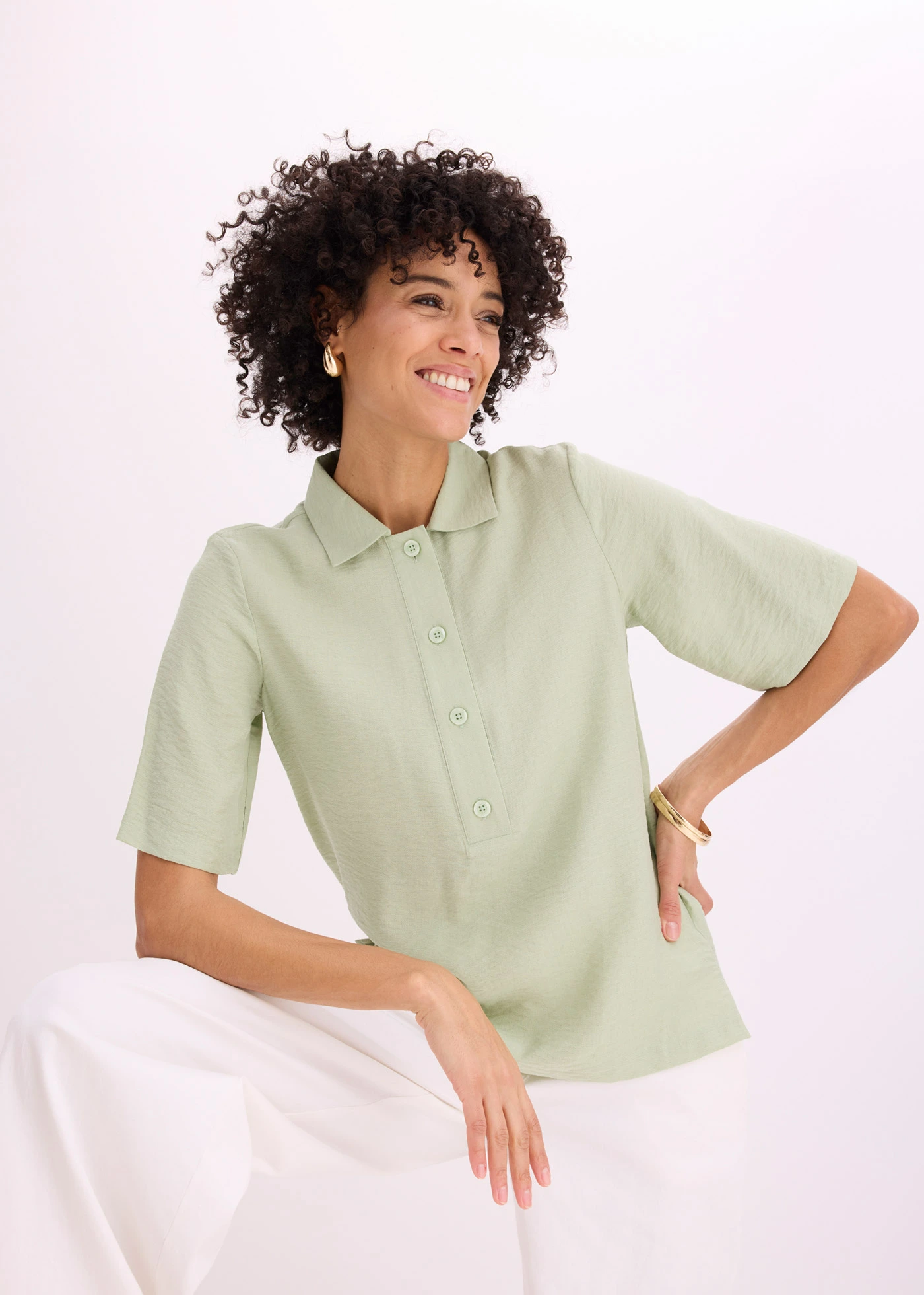 Blouse longue légèrement transparente • vert pâle • Boutique bonprix