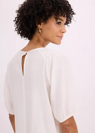 Blouse longue brodée, légèrement transparente • écru-sable clair • Boutique bonprix