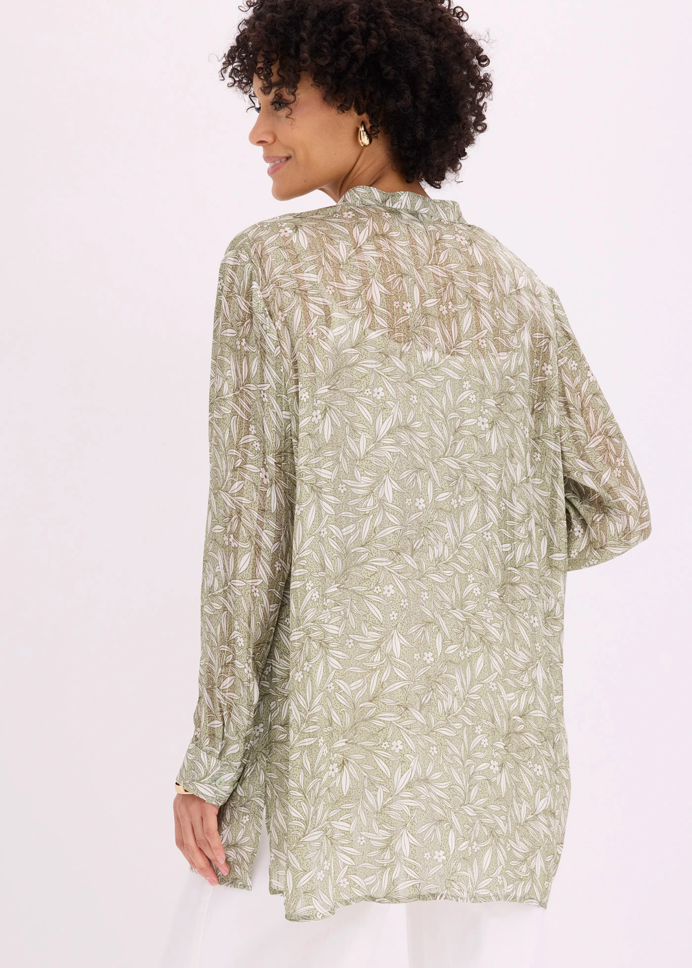 Chemisier long en mousseline • vert pâle floral • Boutique bonprix