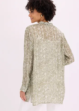 Hosszú sifon blúz • halványzöld-virágmintás • bonprix áruház