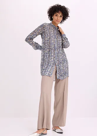 Lange blouse van chiffon • rookblauw gebloemd • bonprix online shop