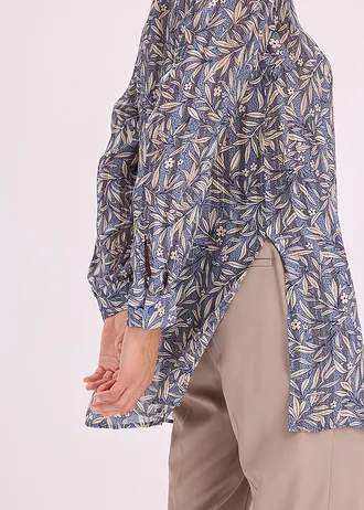 Bluză lungă din șifon • albastru fumuriu floral • magazin bonprix