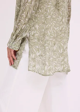 Bluză lungă din șifon • verde pal floral • magazin bonprix