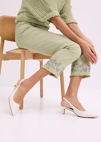 Pantaloni din twill cu broderie • verde pal • magazin bonprix