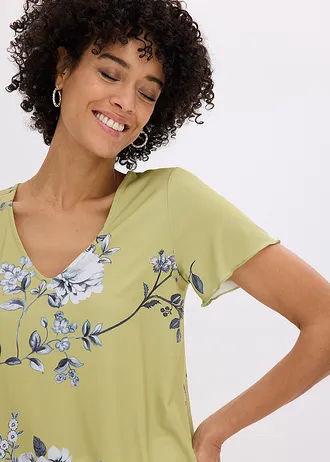 T-shirt à base élastiquée • vert cactus floral • Boutique bonprix